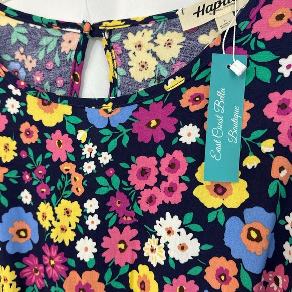 HAPTICS Feeling Bold Navy Floral Challis Woven Romper Long Sleeve Large - Picture 6 of 15